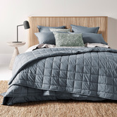 Aura By Tracie Ellis Denim Evie Stonewashed Cotton King Coverlet
