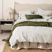 Aura By Tracie Ellis Chambray Mini Stripe Linen &amp; Cotton Quilt Cover
