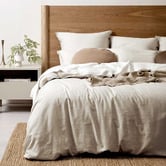 Aura By Tracie Ellis Chambray Fringe Linen &amp; Cotton Quilt Cover