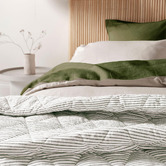 Aura By Tracie Ellis Chambray Mini Stripe Linen &amp; Cotton Coverlet