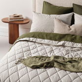 Aura By Tracie Ellis Ticking Stripe  Cotton Coverlet