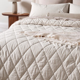 Aura By Tracie Ellis Ticking Stripe  Cotton Coverlet