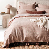 Aura By Tracie Ellis Mini Gingham European Flax Linen &amp; Cotton Quilt Cover