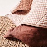 Aura By Tracie Ellis Mini Gingham Flax Linen &amp; Cotton Queen/King Coverlet