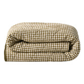 Aura By Tracie Ellis Mini Gingham Flax Linen &amp; Cotton Queen/King Coverlet