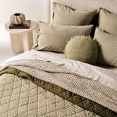 Aura By Tracie Ellis Mini Gingham Flax Linen &amp; Cotton Queen/King Coverlet