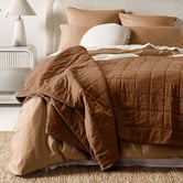 Aura By Tracie Ellis Maison Vintage Quilted Flax Linen &amp; Cotton King Coverlet