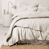 Aura By Tracie Ellis Maison Vintage Quilted Flax Linen &amp; Cotton King Coverlet