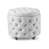 Hyde Park Home Small Linen warm White Jessica Storage Ottoman