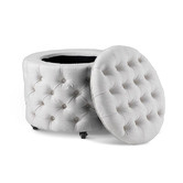 Hyde Park Home Small Linen warm White Jessica Storage Ottoman