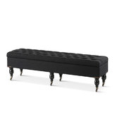 Hyde Park Home Large Black Ruby Storage Dressing Bench