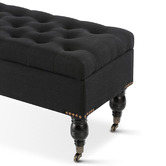 Hyde Park Home Large Black Ruby Storage Dressing Bench