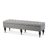 Hyde Park Home Large Wolf Grey Ruby Storage Dressing Bench