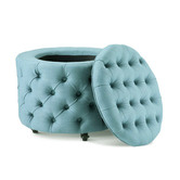 Hyde Park Home Small Teal Jessica Storage Ottoman
