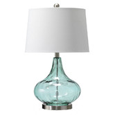 Hyde Park Home Misty Aqua Glass Teardrop Table Lamp
