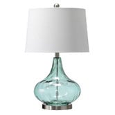 Hyde Park Home Misty Aqua Tear Drop Glass Table Lamps