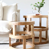 Hyde Park Home 2 Piece Lena Glass-Top Nesting Side Table Set