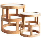 Hyde Park Home 2 Piece Lena Glass-Top Nesting Side Table Set
