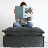 Hyde Park Home Cumulus Ottoman with Cotton Blend Slipcover