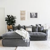 Hyde Park Home Cumulus Ottoman with Cotton Blend Slipcover