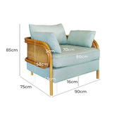 Hyde Park Home Hera Linen-Blend Rattan Club Chair