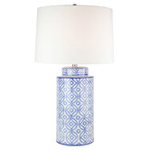 Hyde Park Home 67cm Frida Diamond Ceramic &amp; Linen Table Lamp
