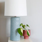 Hyde Park Home 70cm Thatcher Raised Dot Ceramic &amp; Linen Table Lamp