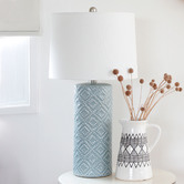 Hyde Park Home 70cm Thatcher Raised Dot Ceramic &amp; Linen Table Lamp