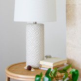 Hyde Park Home 70cm Thatcher Raised Dot Ceramic &amp; Linen Table Lamp