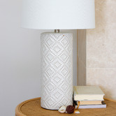 Hyde Park Home 70cm Thatcher Raised Dot Ceramic &amp; Linen Table Lamp