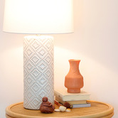 Hyde Park Home 70cm Thatcher Raised Dot Ceramic &amp; Linen Table Lamp