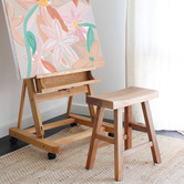 Hyde Park Home 45cm Russell Oak Wood Low Stool