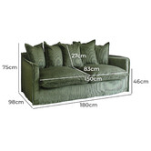 Hyde Park Home Cumulus 2 Seater Corduroy Slipcover Sofa
