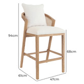 Hyde Park Home 68cm Vaskar Oak Wood Barstool