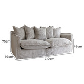 Hyde Park Home Cumulus 3 Seater Corduroy Slipcover Sofa