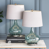 Hyde Park Home Misty Aqua Glass Teardrop Table Lamp