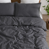Aldrin Home Charcoal Linen &amp; Cotton Quilt Cover Set