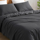 Aldrin Home Charcoal Linen &amp; Cotton Quilt Cover Set