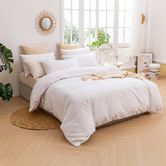 Aldrin Home White Leafy Jacquard Cotton Quilt Cover Set