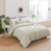 Aldrin Home Sage Leafy Jacquard Cotton Quilt Cover Set