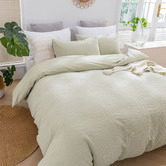 Aldrin Home Sage Leafy Jacquard Cotton Quilt Cover Set