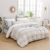 Aldrin Home Seafoam Clovelly Stripe Tufted Quilt Cover Set