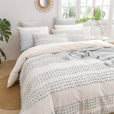 Aldrin Home Seafoam Clovelly Stripe Tufted Quilt Cover Set