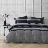Aldrin Home Charcoal Herringbone Cotton Quilt Cover Set