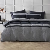 Aldrin Home Charcoal Herringbone Cotton Quilt Cover Set