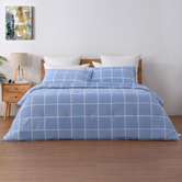 Aldrin Home Blue Chequered Cotton Comforter Set