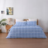 Aldrin Home Blue Chequered Cotton Comforter Set