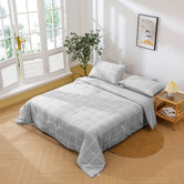 Aldrin Home Grey Chequered Cotton Comforter Set