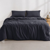 Aldrin Home Navy Washed Microfibre Quilt Cover Set