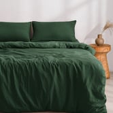 Aldrin Home Hunter Green Washed Microfibre Quilt Cover Set